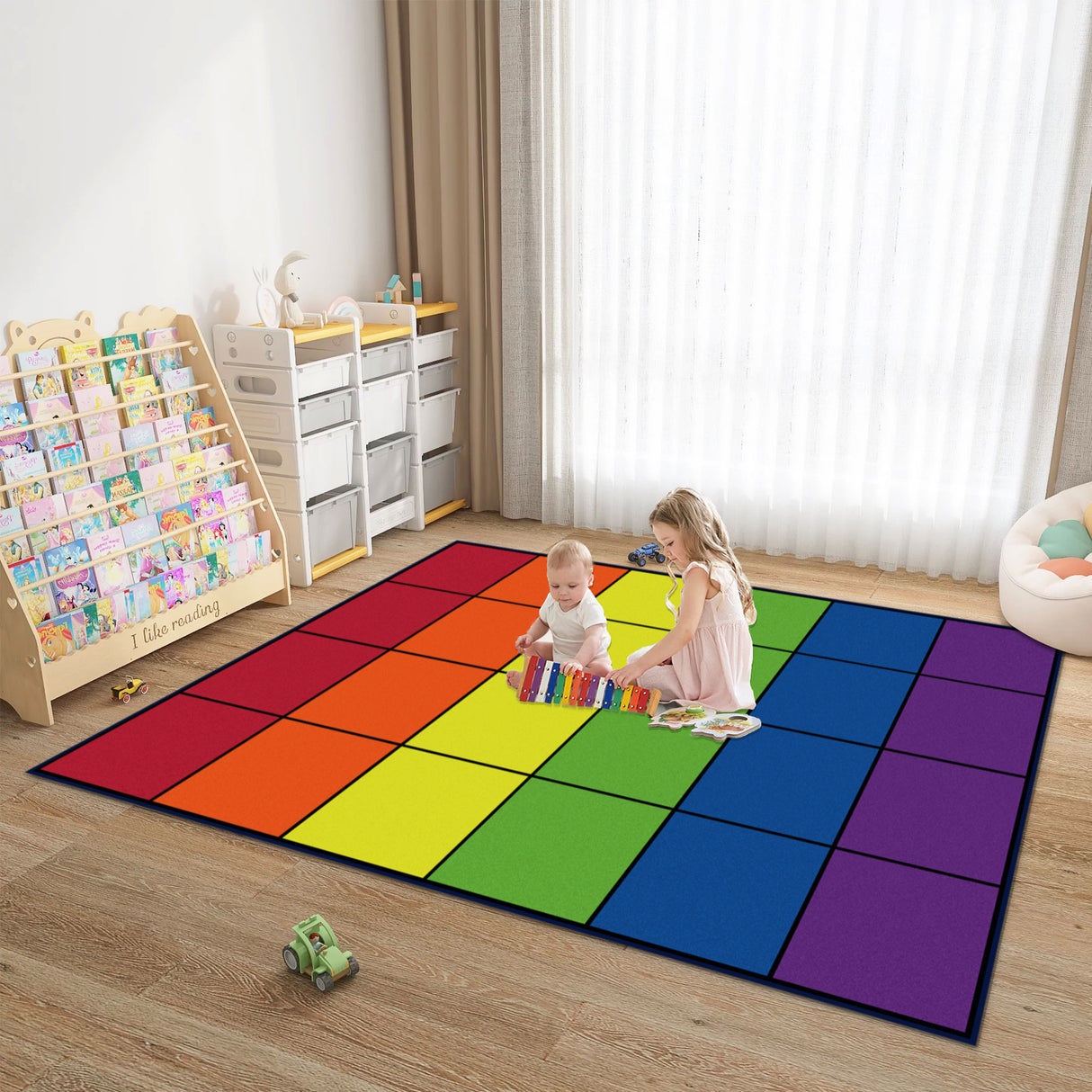 Rainbow Blocks Seating Rug 24