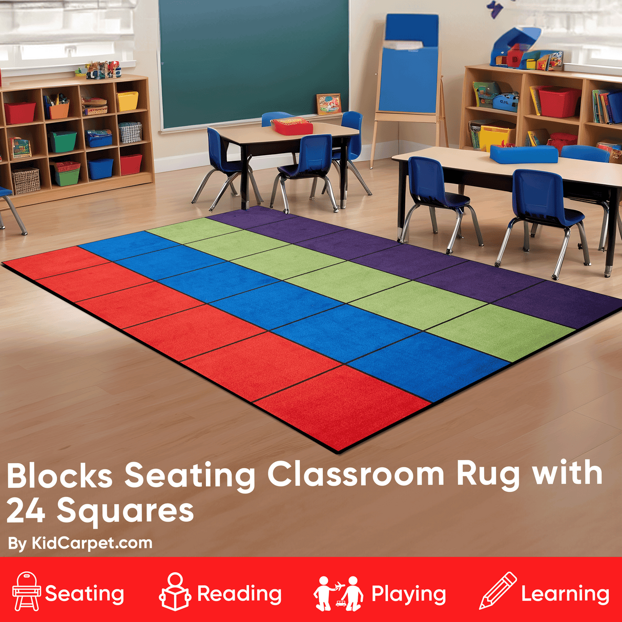 Blocks Seating Rug MULTI With 24 Squares