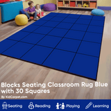 Blocks Seating Rug BLUE With 30 Squares