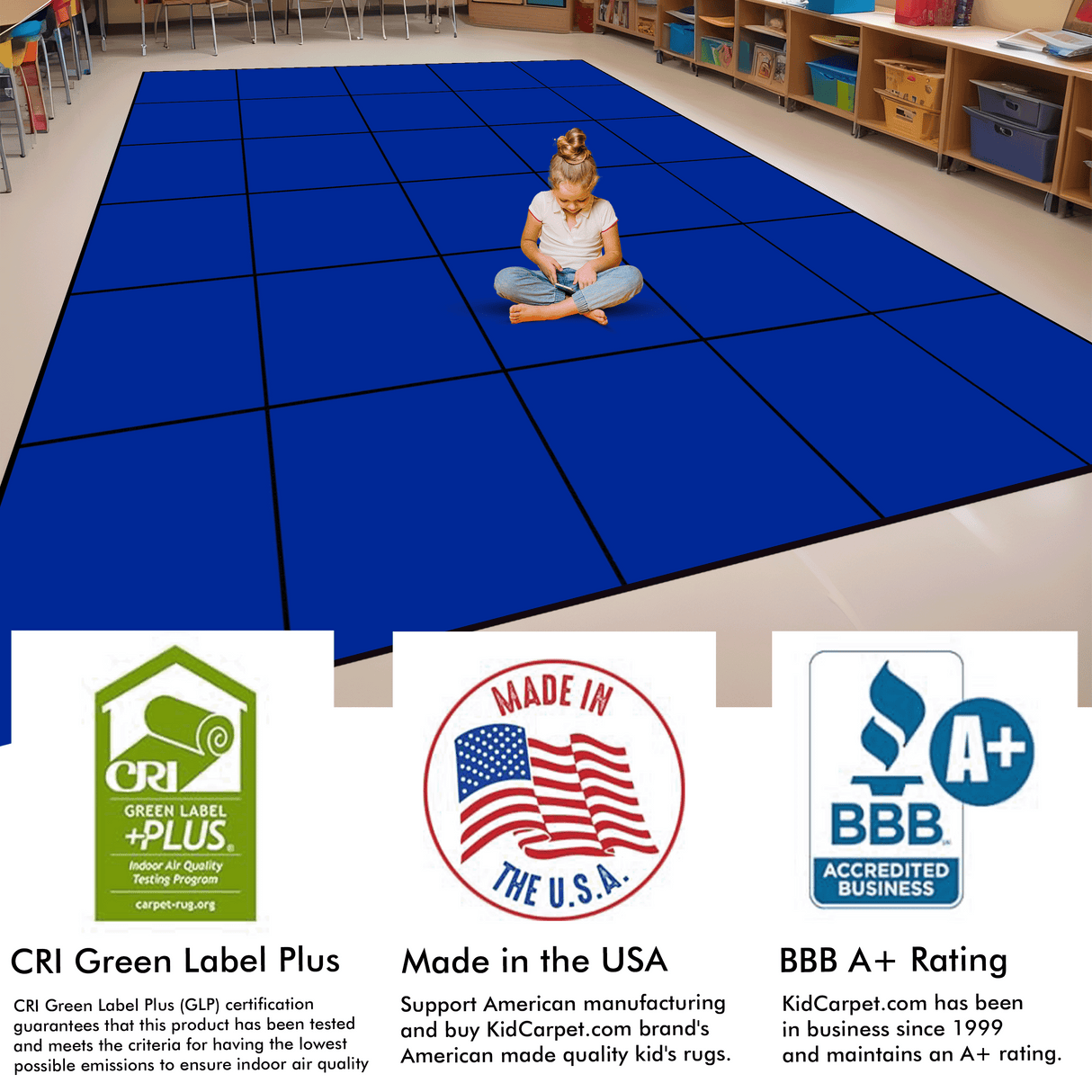 Blocks Seating Rug BLUE With 30 Squares