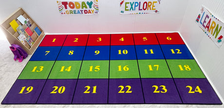 Classroom Seating Rug With 24 Squares BRIGHT