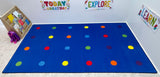 On the Spot Classroom Seating Rug Multi on Blue