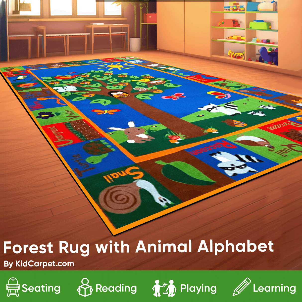 Forest Rug With Animal Alphabet