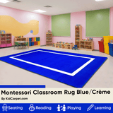 Montessori Classroom Rug Blue With Creme Line