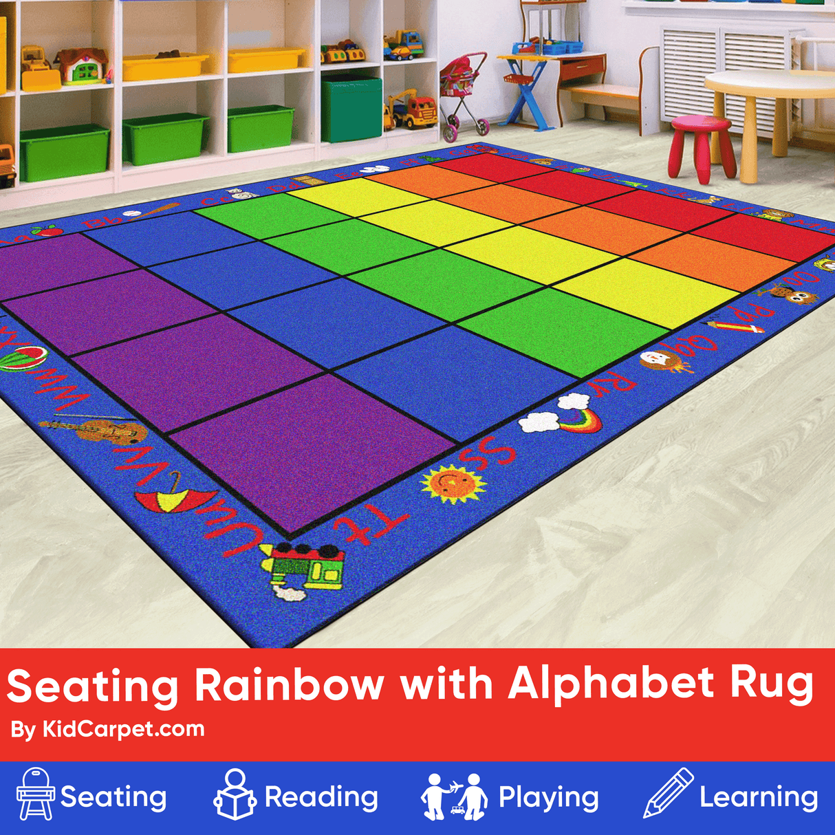 Seating Rainbow with Alphabet Rug 24