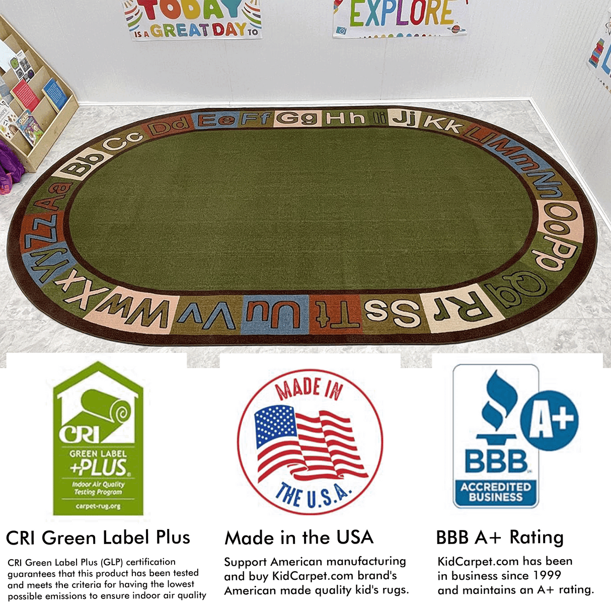 Alpha Circle Time ABC Rug With EARTH TONE Colors