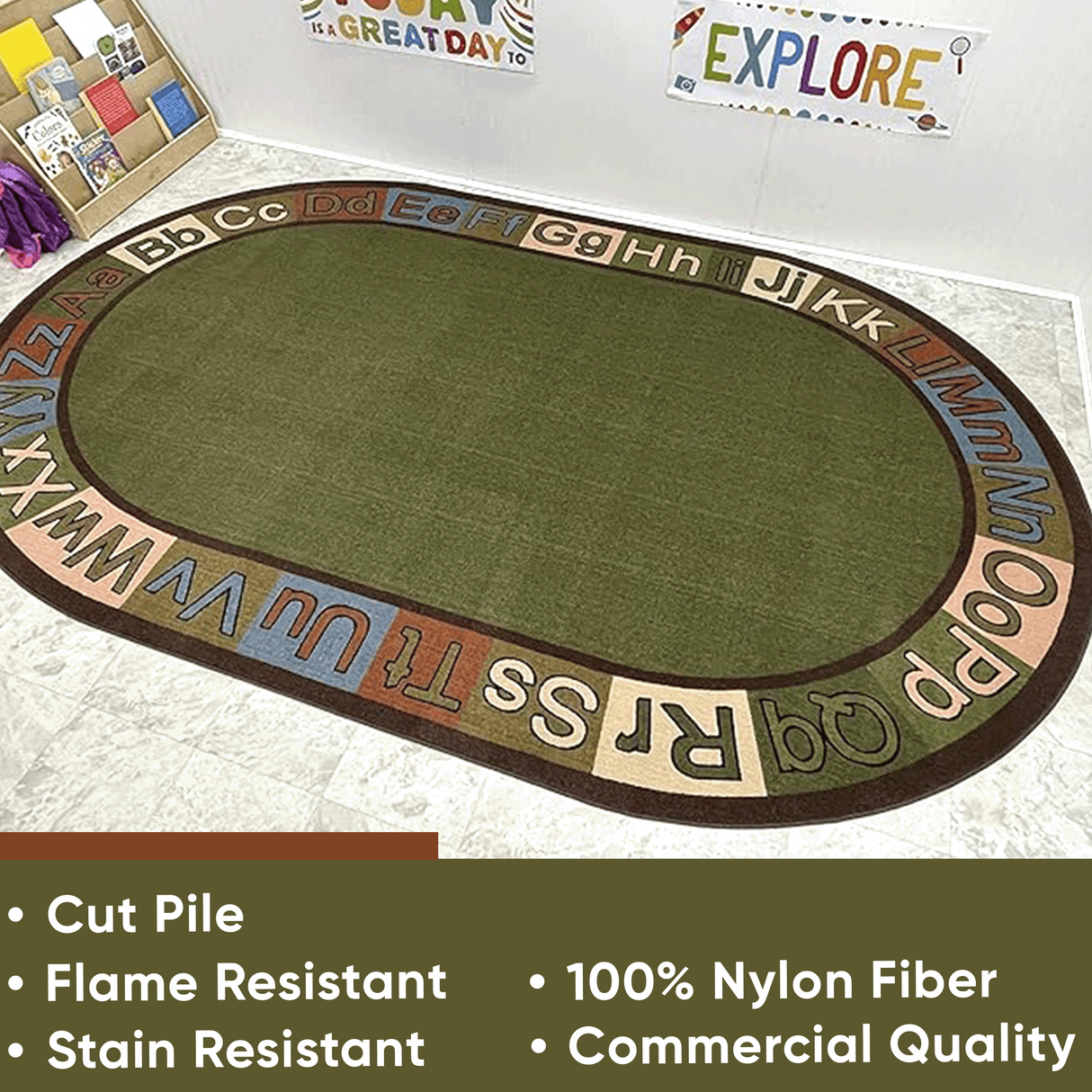 Alpha Circle Time ABC Rug With EARTH TONE Colors