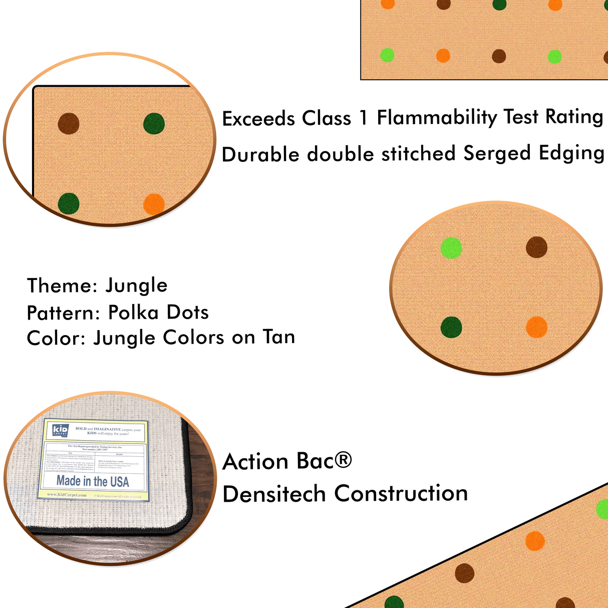 On the Spot Classroom Seating Rug Jungle Colors on Tan