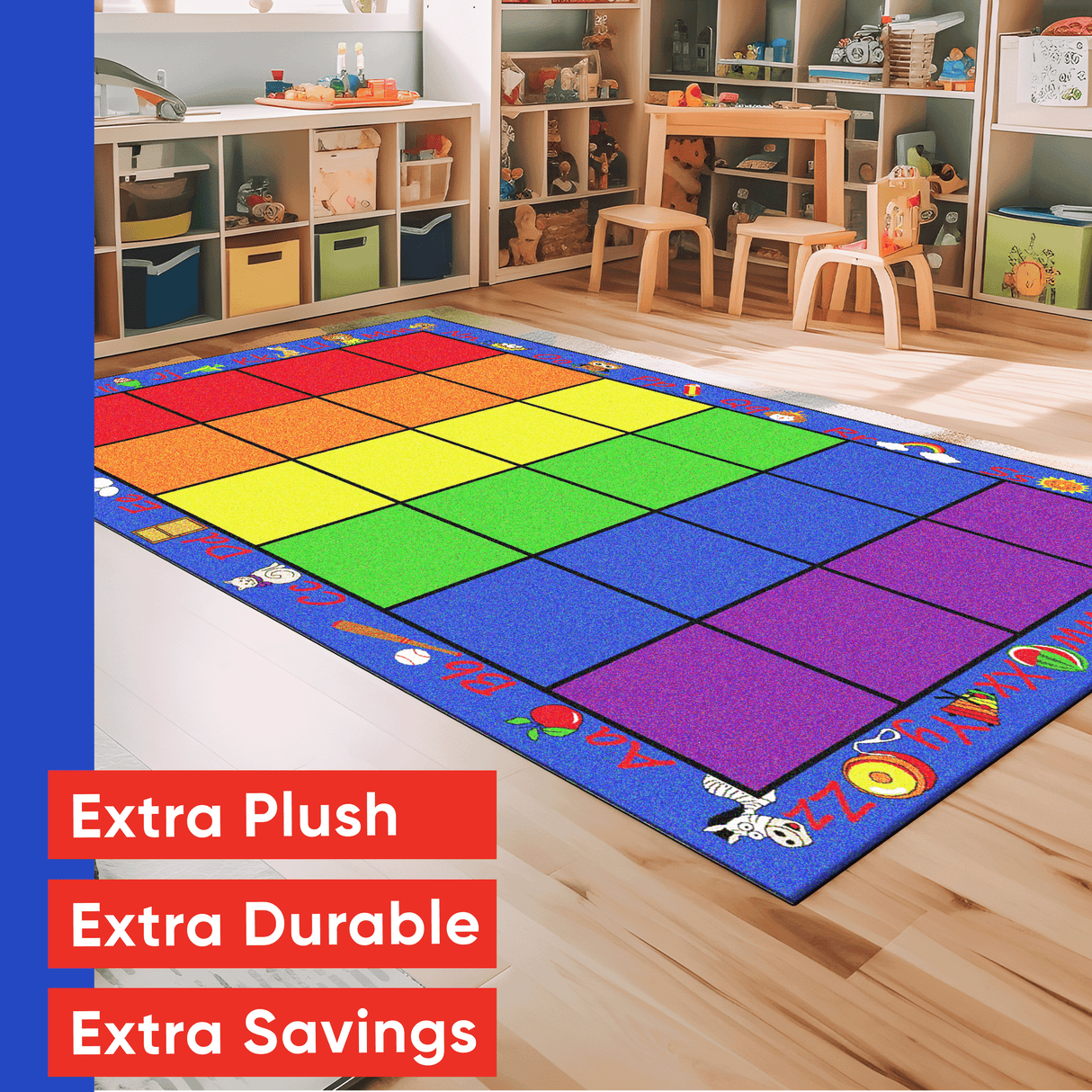 Seating Rainbow with Alphabet Rug 24