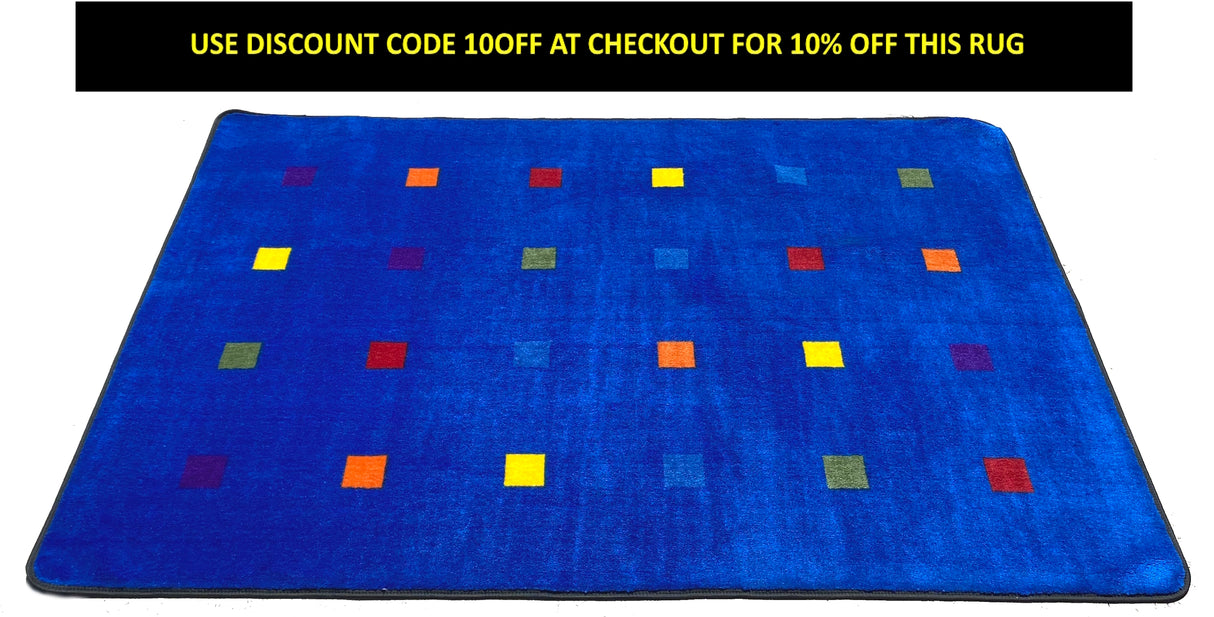 Seating Squares Multi on Blue Rug 24