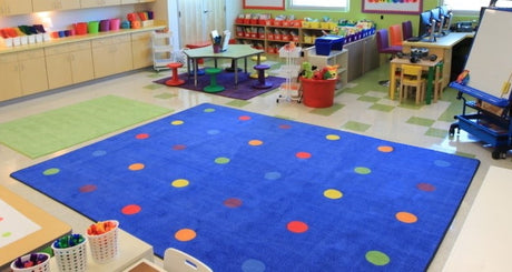 On the Spot Classroom Seating Rug Multi on Blue