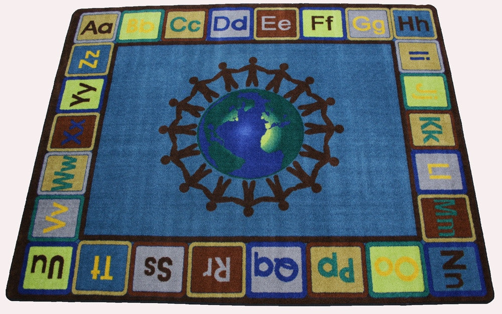 Alpha World Classroom Rug With EARTH TONE Colors - KidCarpet.com