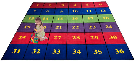 Classroom Seating Rug With 36 Squares BRIGHT - KidCarpet.com