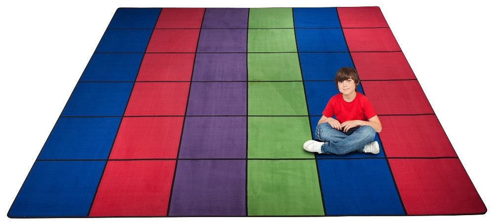 Blocks Seating Rug MULTI With 36 Squares - KidCarpet.com