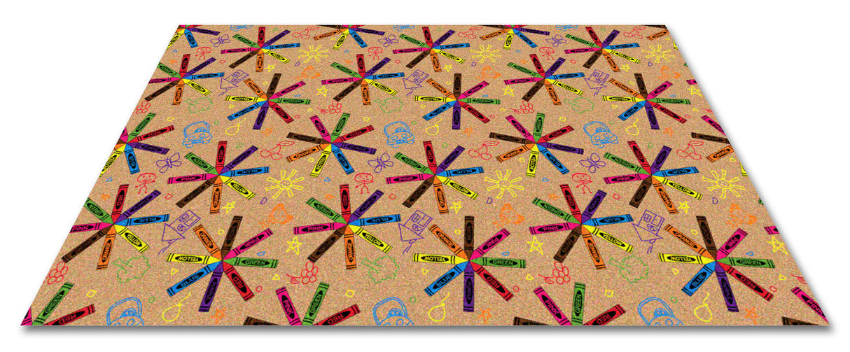 Crayon Scribbles Children's Rug Multi On Tan - KidCarpet.com