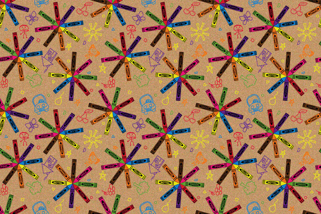 Crayon Scribbles Children's Rug Multi On Tan - KidCarpet.com