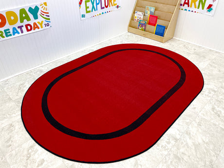 Montessori Classroom Rug Red With Black Line - KidCarpet.com