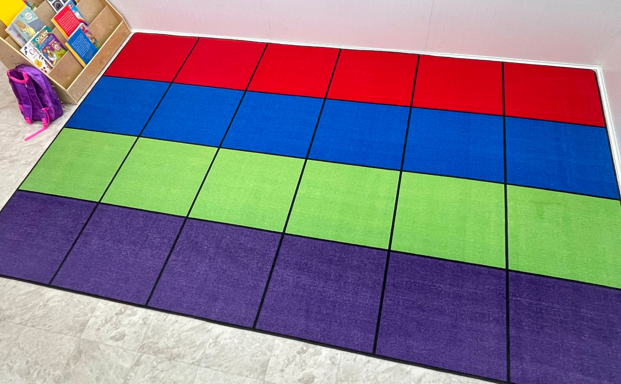 Blocks Seating Rug MULTI With 24 Squares - KidCarpet.com