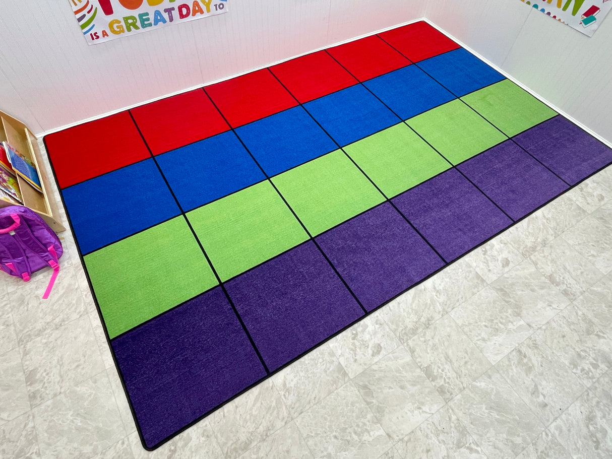 Blocks Seating Rug MULTI With 24 Squares - KidCarpet.com