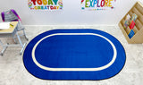 Montessori Classroom Rug Blue With Creme Line - KidCarpet.com