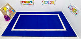 Montessori Classroom Rug Blue With Creme Line - KidCarpet.com