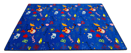 Playtime Doodle Rug Multi on Blue - KidCarpet.com