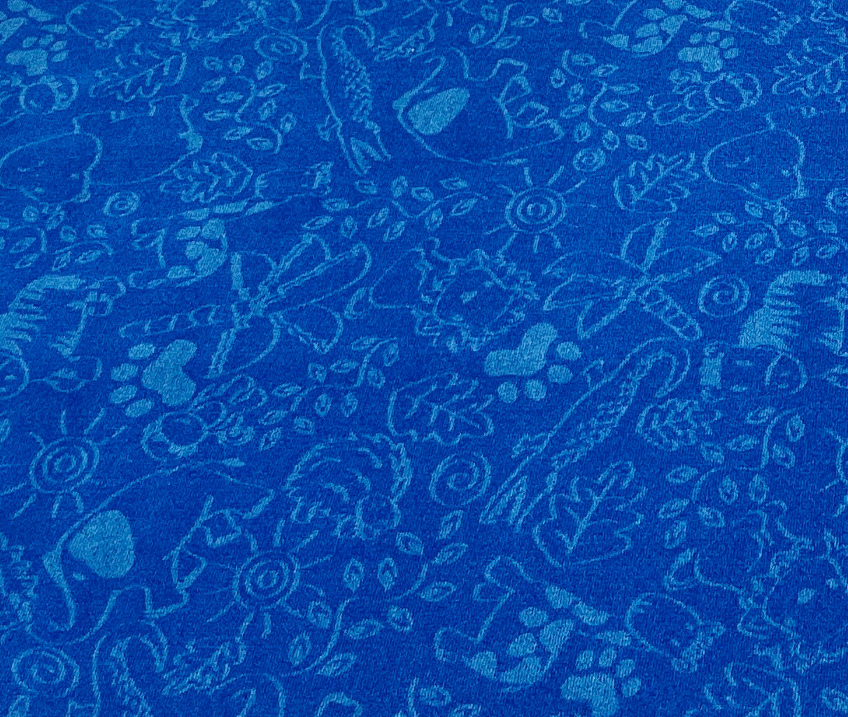 Animal Doodles Wall to Wall Children's Carpet Blue on Blue