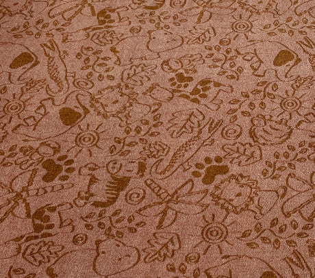 Animal Doodles Wall to Wall Children's Carpet Brown on Tan