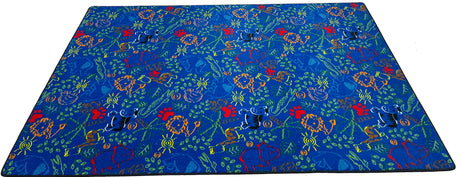 Animal Doodles Children's Rug Multi on Blue