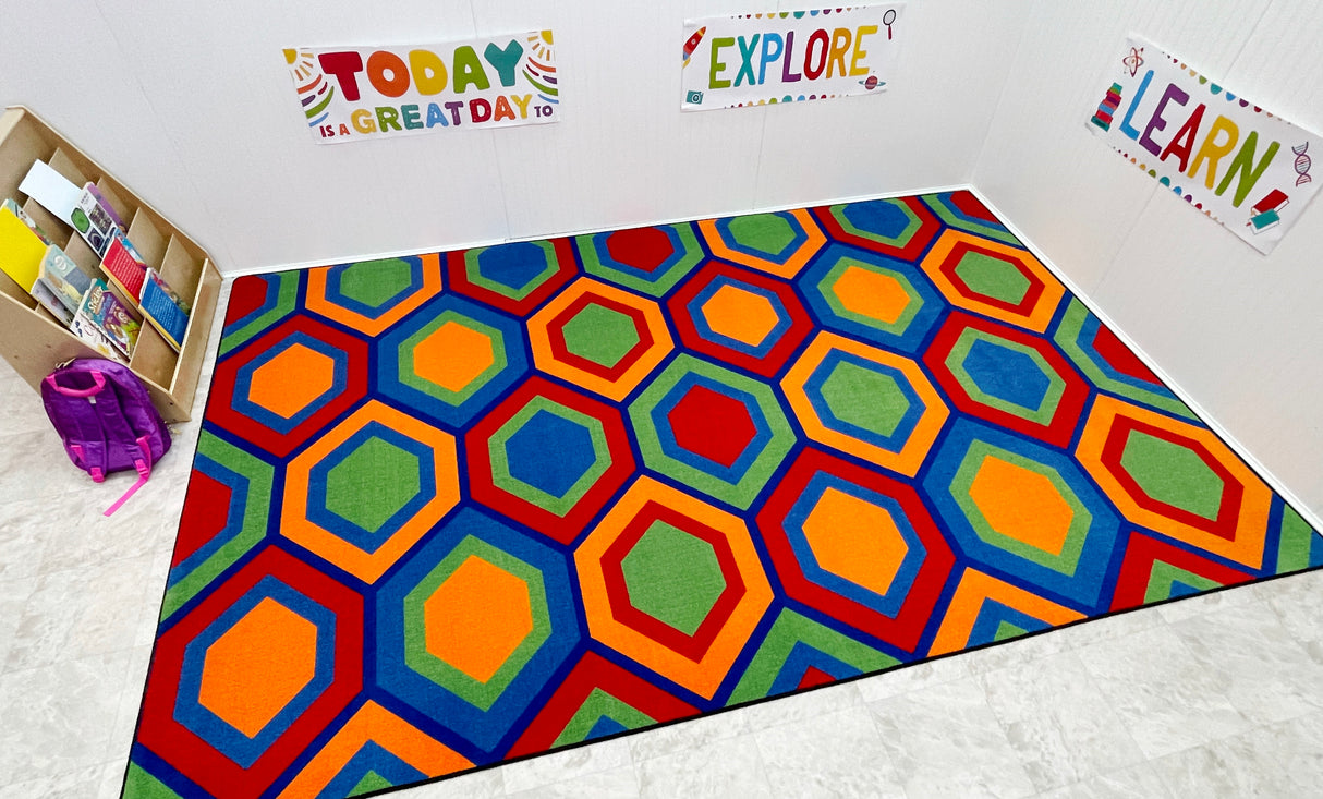 Sitting Hexagons Children's Rug - KidCarpet.com