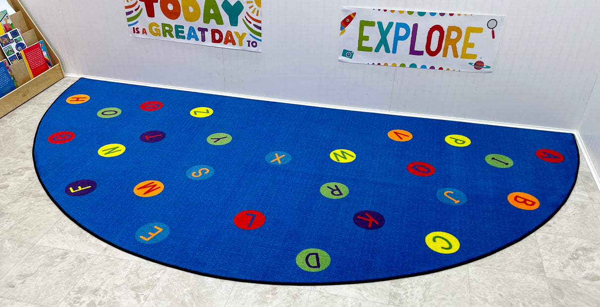 Alphabet Dots Semicircle Classroom Rug