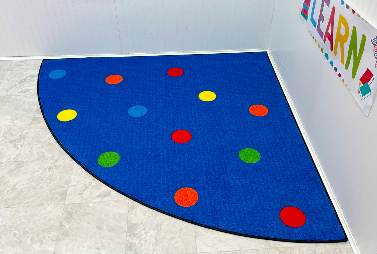 Color Spots Corner Quarter Circle Classroom Rug