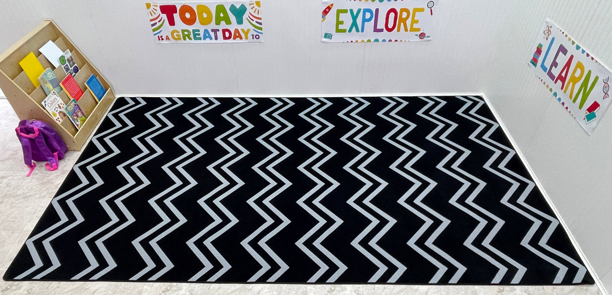 Chevron Kids Rug Black and Grey - KidCarpet.com