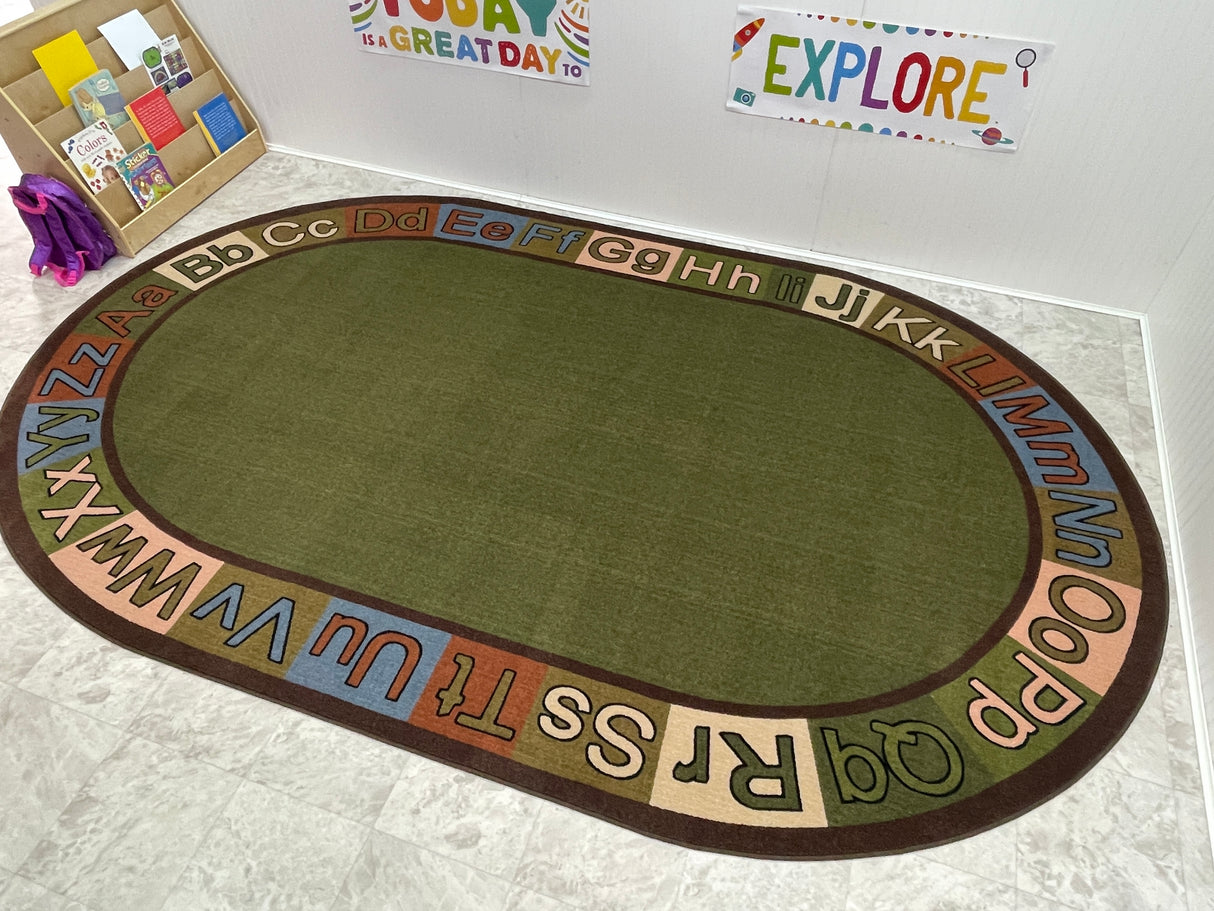 Alpha Circle Time ABC Rug With EARTH TONE Colors - KidCarpet.com