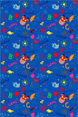 Playtime Doodle Wall to Wall Classroom Carpet Multi on Blue