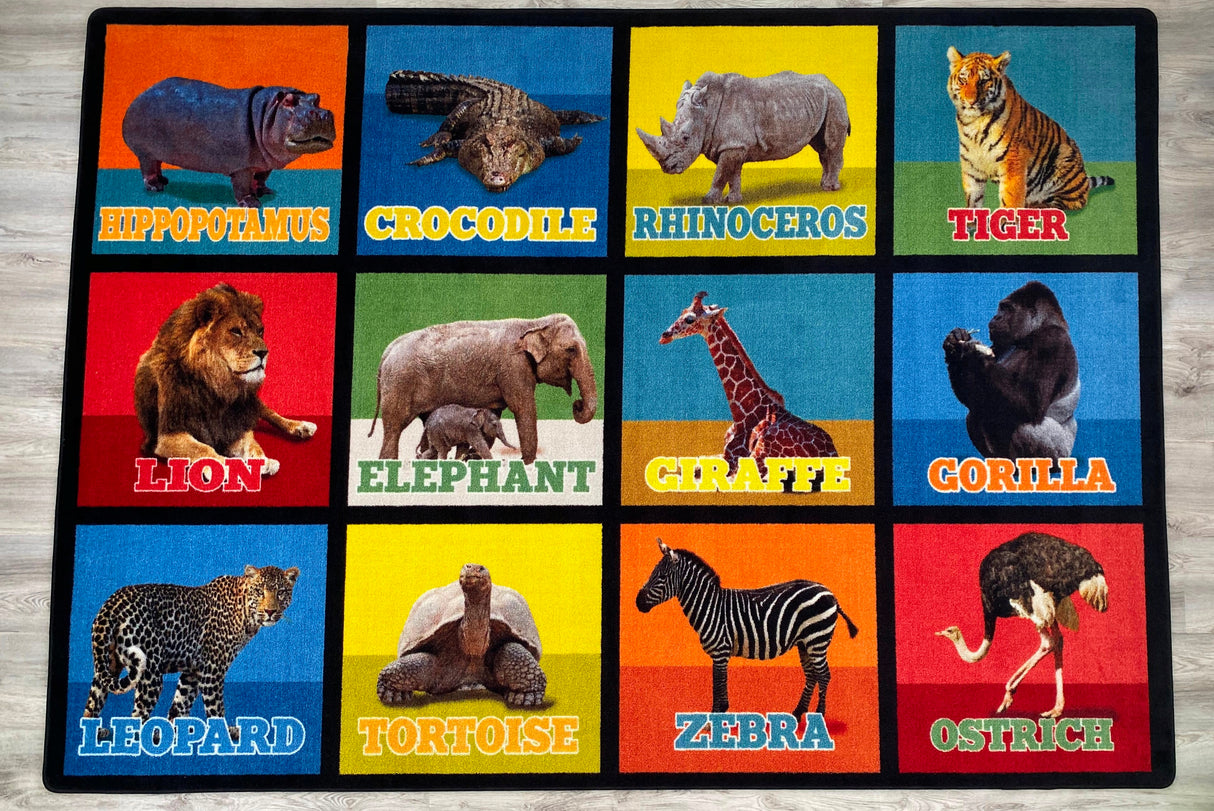 Animal Picture Squares Seating Rug 12