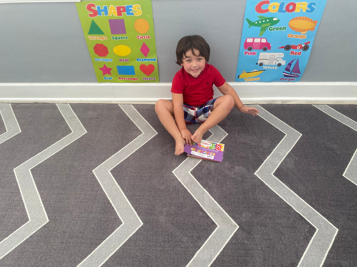 Chevron Kids Rug Grey on Grey - KidCarpet.com