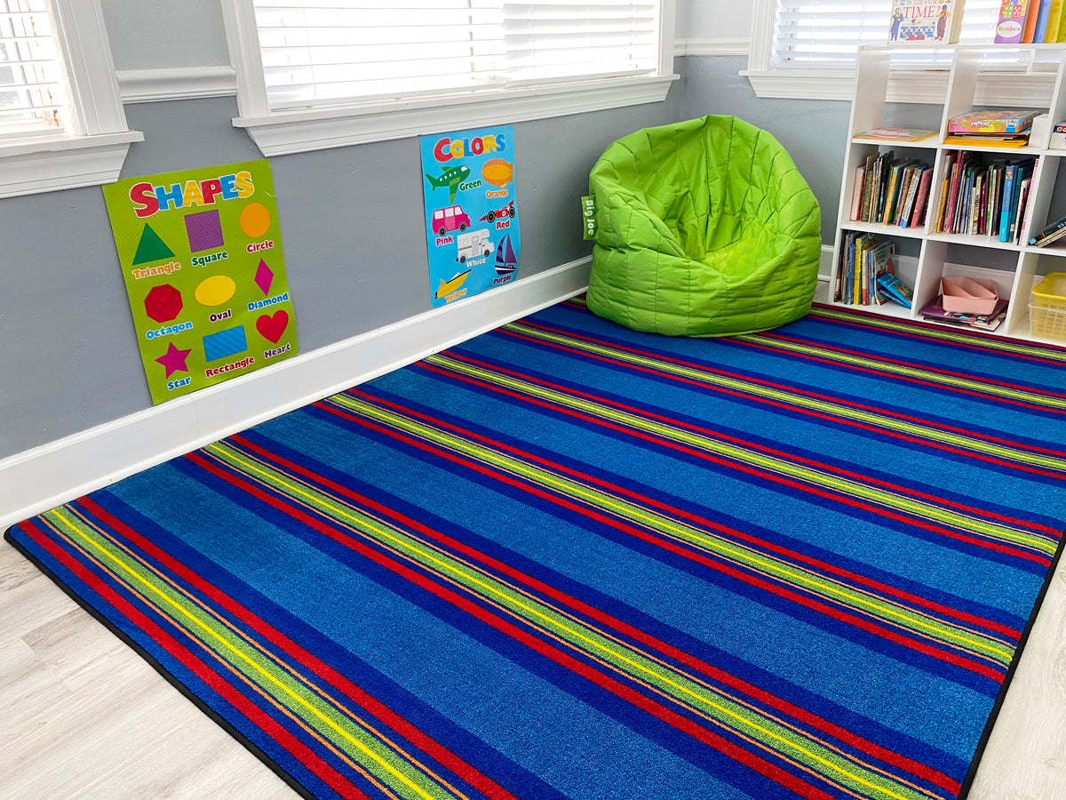 Classic Stripes Kids Rug Cool Blue – KidCarpet.com