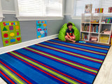 Classic Stripes Kids Rug Cool Blue - KidCarpet.com